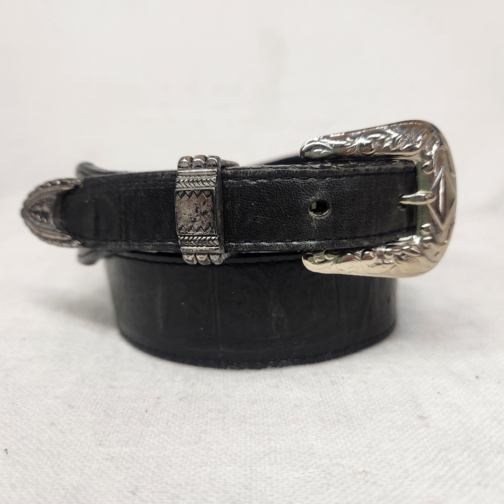 Silver Creek Collection Black Leather Womens 26 Belt Leegin